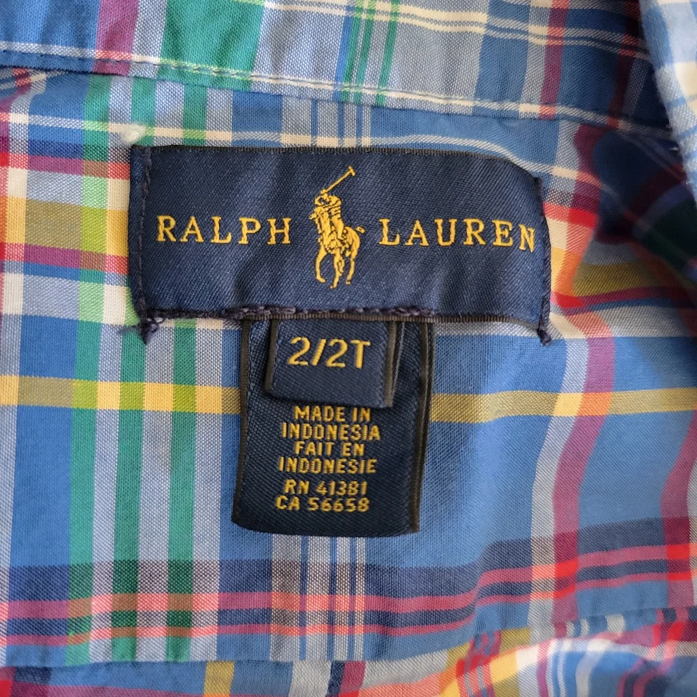 Ralph Lauren Blue Plaid 100% Cotton Boy's Button Down Shirt Size‎ 2T